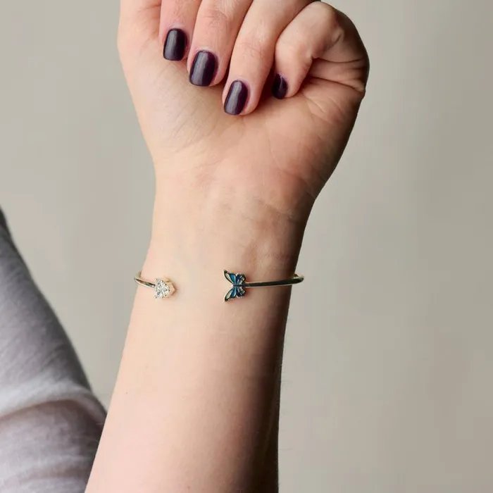 Butterfly Crystal Flex Cuff Bracelet Silver Women Alex And Ani Growth New Beginnings
