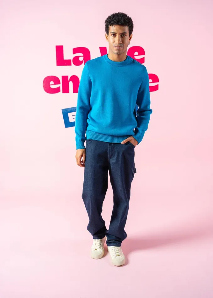Cancale Wool Fisherman Sweater With Button Shoulder Loose Fit Electricbluepopelectricblue Women Saint James Breton Sweaters Cancale Wool Fisherman Sweater With Button Shoulder Loose Fit Electricbluepopelectricblue Women Saint James Breton Sweaters