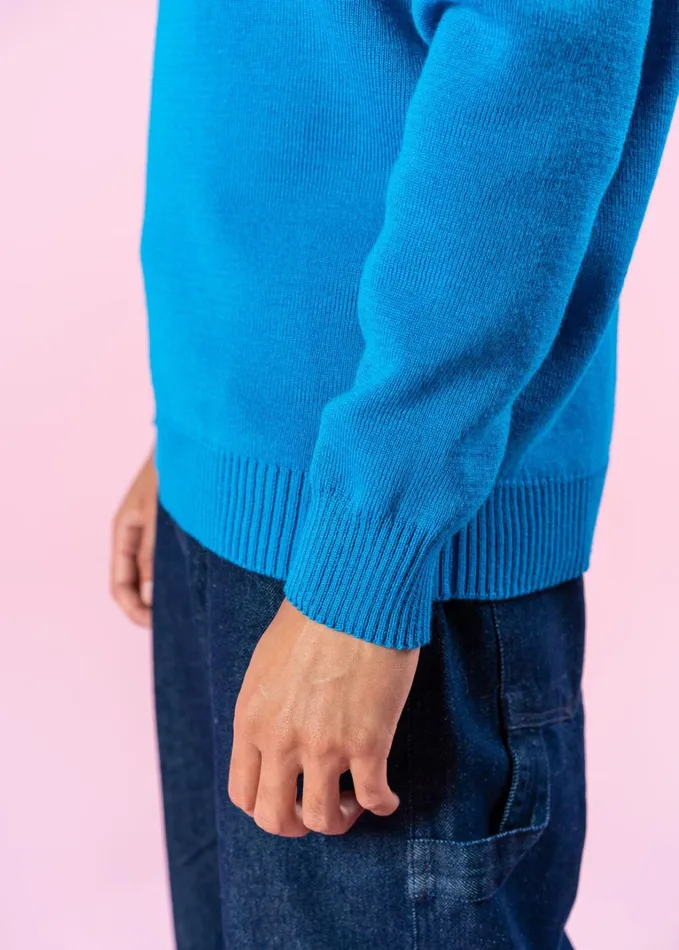 Cancale Wool Fisherman Sweater With Button Shoulder Loose Fit Electricbluepopelectricblue Women Saint James Breton Sweaters