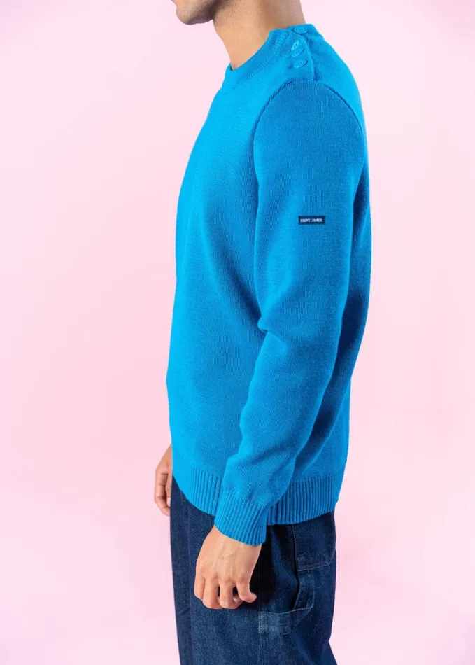 Cancale Wool Fisherman Sweater With Button Shoulder Loose Fit Electricbluepopelectricblue Women Saint James Breton Sweaters