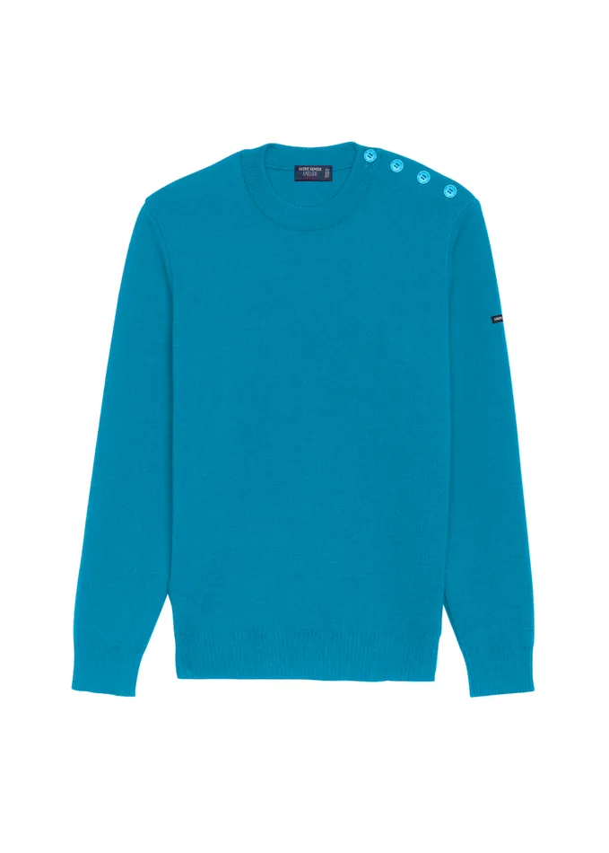 Cancale Wool Fisherman Sweater With Button Shoulder Loose Fit Electricbluepopelectricblue Women Saint James Breton Sweaters