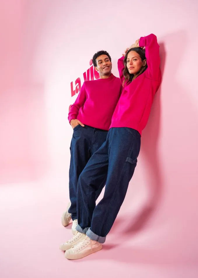 Cancale Wool Fisherman Sweater With Button Shoulder Loose Fit Magentapopmagenta Women Saint James Breton Sweaters