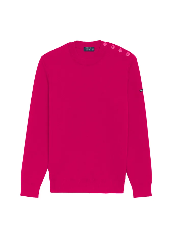 Cancale Wool Fisherman Sweater With Button Shoulder Loose Fit Magentapopmagenta Women Saint James Breton Sweaters