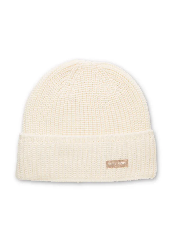 Canot Soft Wool Beanie In Purl Knit Ivory Women Saint James Hats and Beanies