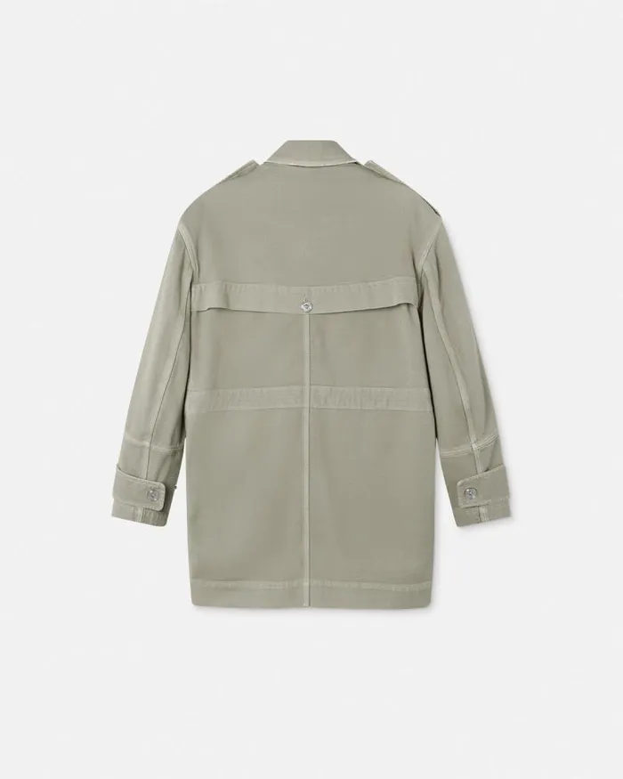Cargo Denim Jacket Green Women Versace Outerwear and Coats