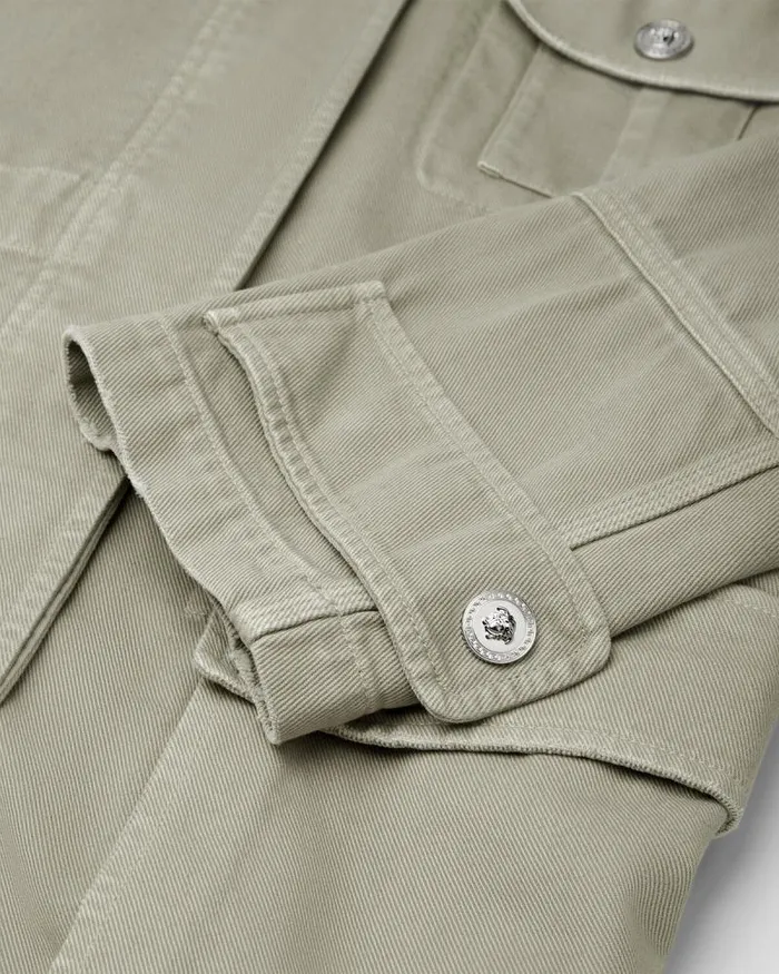 Cargo Denim Jacket Green Women Versace Outerwear and Coats