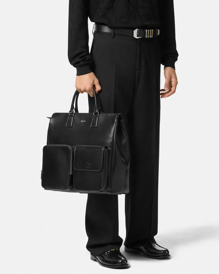 Cargo Tote Bag Blacksilver Men Versace Cargo