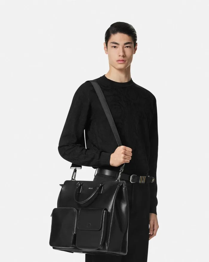 Cargo Tote Bag Blacksilver Men Versace Cargo