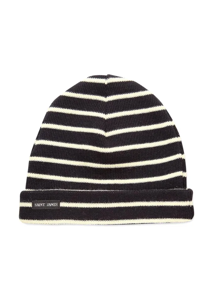 Cartier Nautical Striped Wool Blend Beanie Navyivory Women Saint James Hats and Beanies
