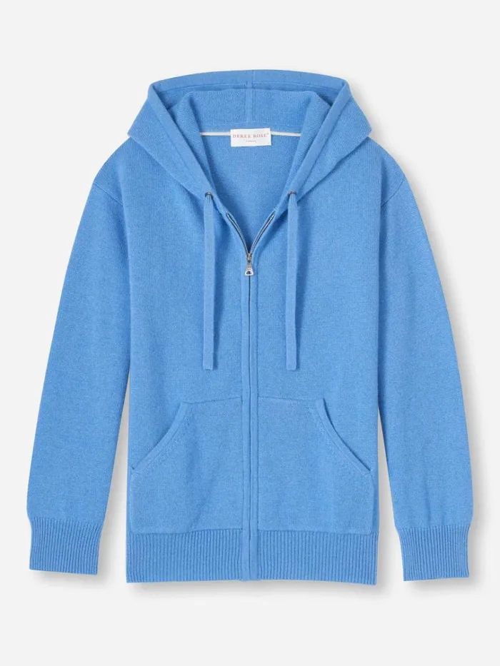 Cashmere Hoodies Women Derek Rose Hoodie Daphne Cashmere Cornflower