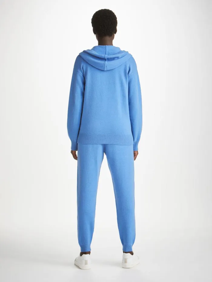 Cashmere Hoodies Women Derek Rose Hoodie Daphne Cashmere Cornflower