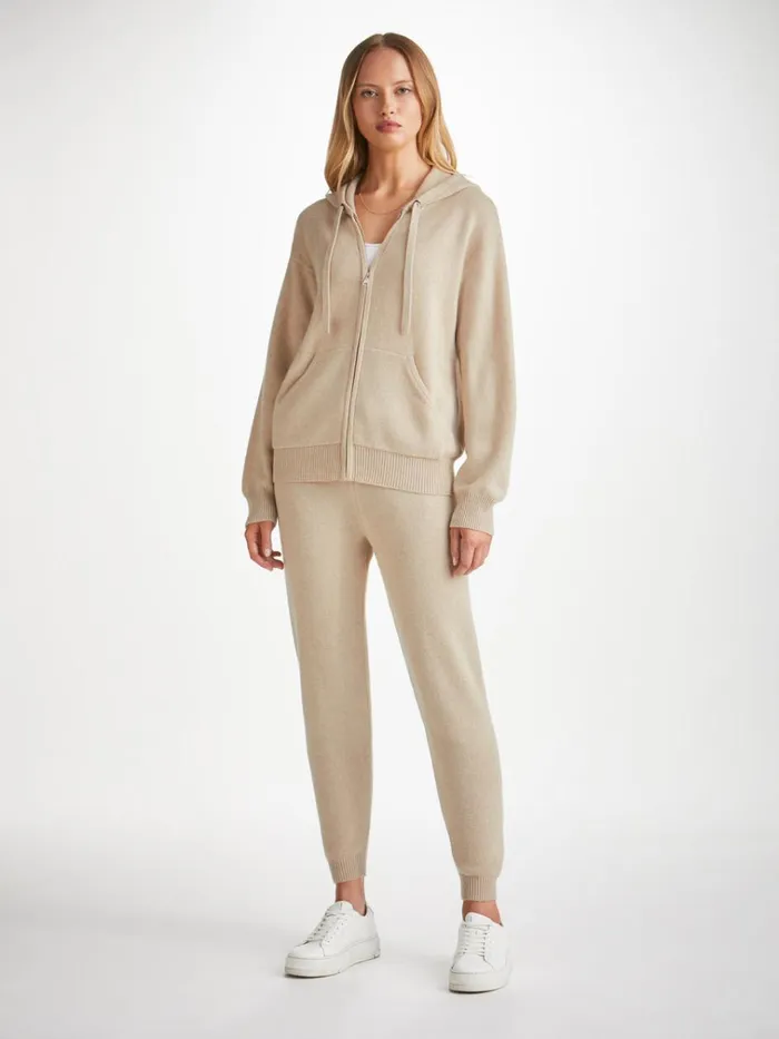 Cashmere Hoodies Women Derek Rose Hoodie Daphne Cashmere Fawn