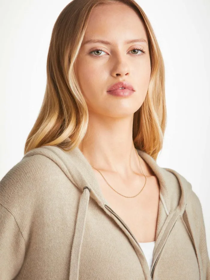 Cashmere Hoodies Women Derek Rose Hoodie Daphne Cashmere Fawn