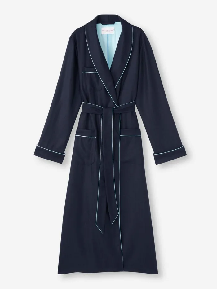 Cashmere Robes Women Derek Rose Robe Duke Cashmere Navy