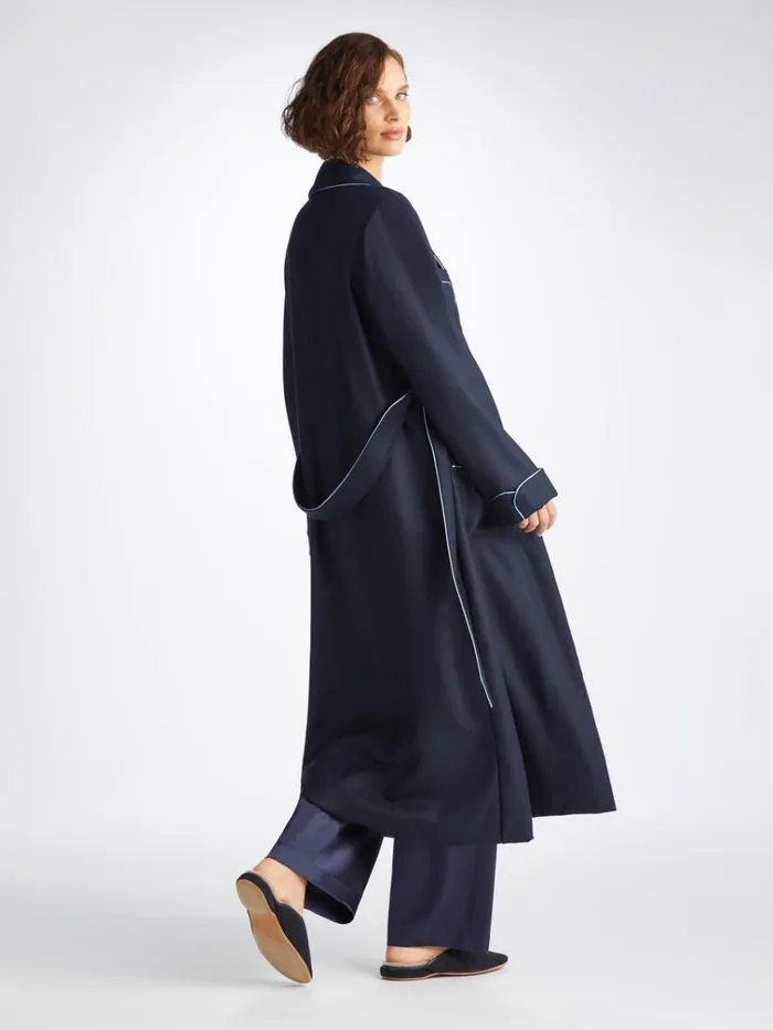 Cashmere Robes Women Derek Rose Robe Duke Cashmere Navy