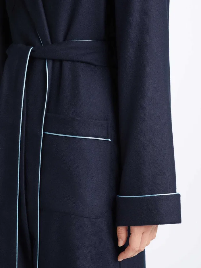 Cashmere Robes Women Derek Rose Robe Duke Cashmere Navy