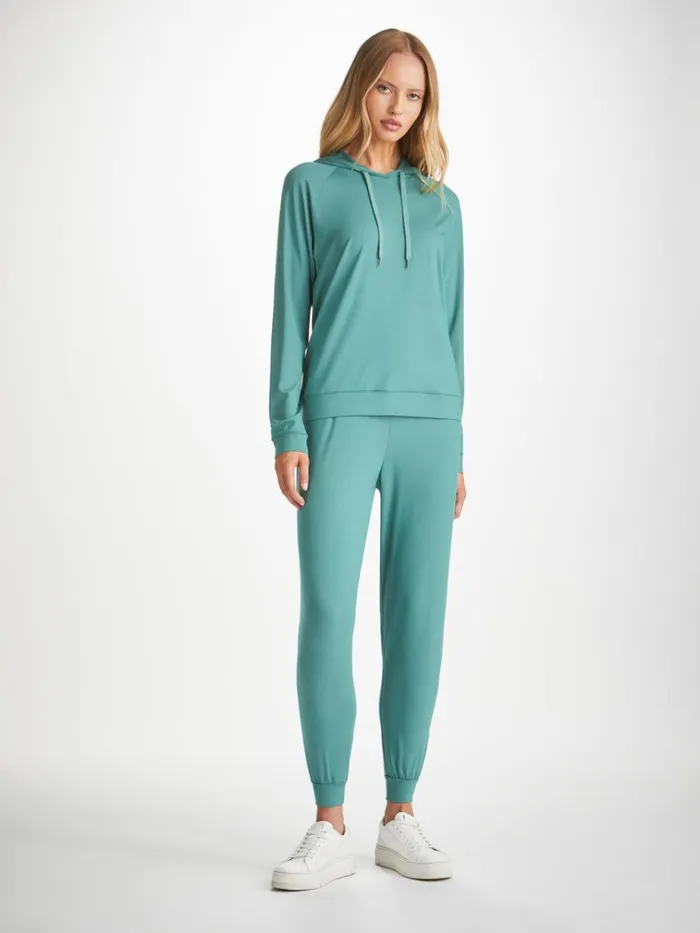 Casual Pants Women Derek Rose Track Pants Basel Micro Modal Stretch Teal