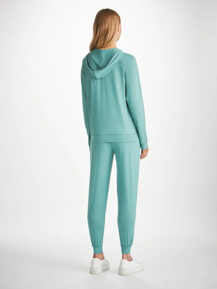 Casual Pants Women Derek Rose Track Pants Basel Micro Modal Stretch Teal