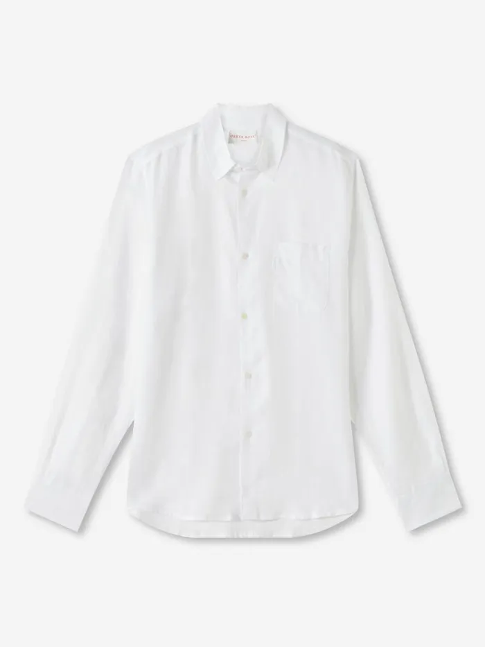 Casual Shirts Men Derek Rose Shirt Monaco Linen White