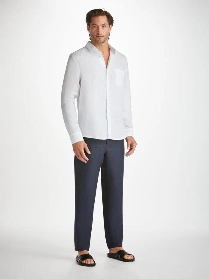 Casual Shirts Men Derek Rose Shirt Monaco Linen White