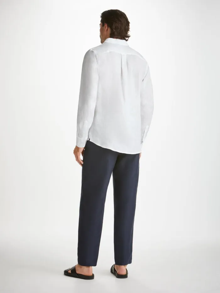 Casual Shirts Men Derek Rose Shirt Monaco Linen White