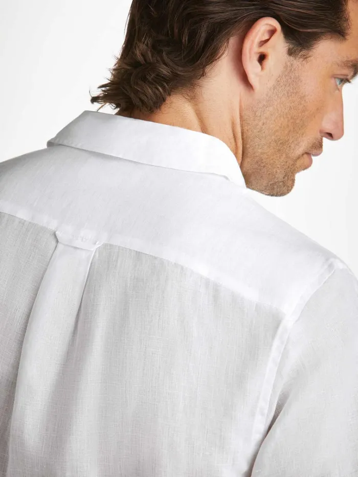 Casual Shirts Men Derek Rose Shirt Monaco Linen White
