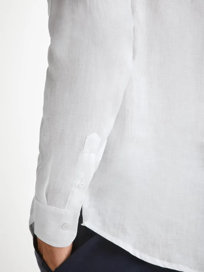 Casual Shirts Men Derek Rose Shirt Monaco Linen White