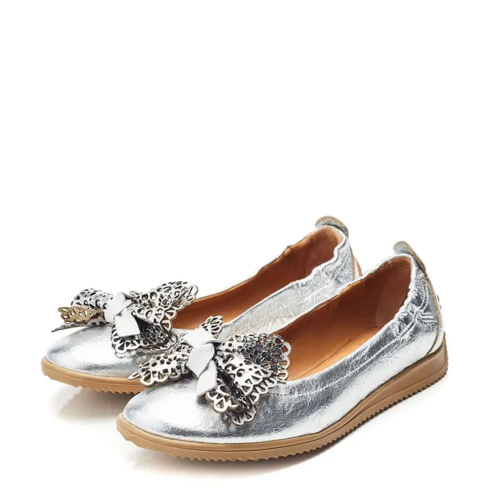 Casual Shoes Women Moda In Pelle Elerna Silver Leather