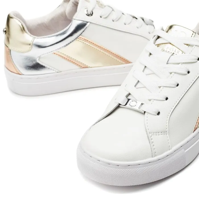 Casual Trainers Women Moda In Pelle Abrini WhiteGold Leather