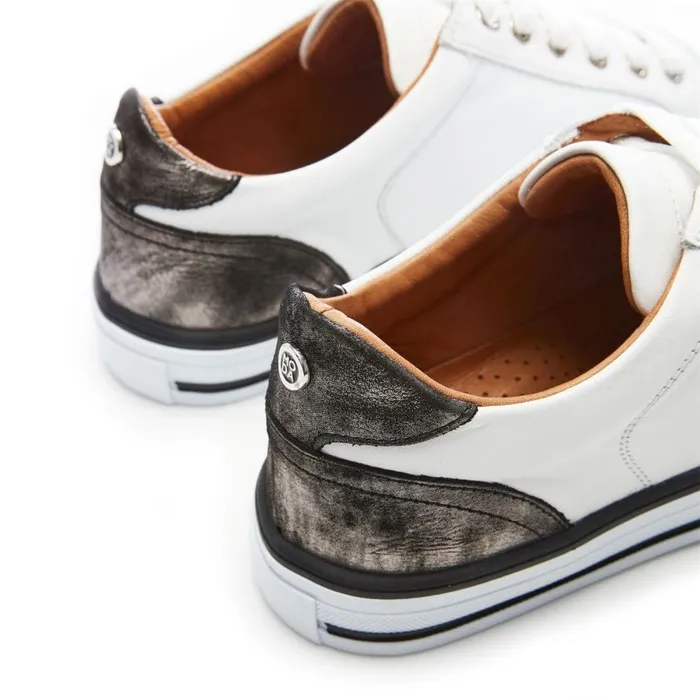 Casual Trainers Women Moda In Pelle Amoreti White 8211 Pewter Leather