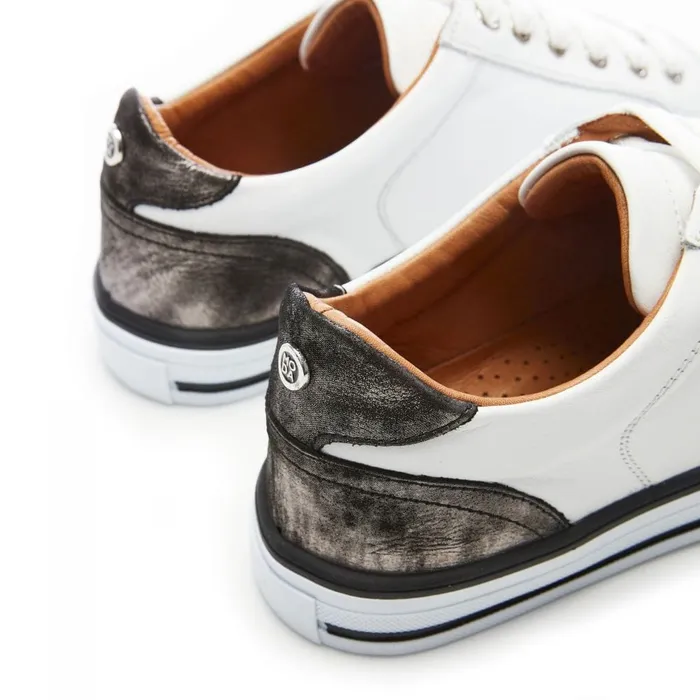 Casual Trainers Women Moda In Pelle Amoreti White 8211 Pewter Leather