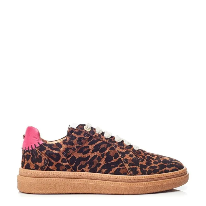 Casual Trainers Women Moda In Pelle Anilla Leopard Suede