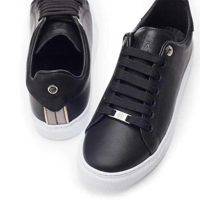 Casual Trainers Women Moda In Pelle Ariia Black Leather