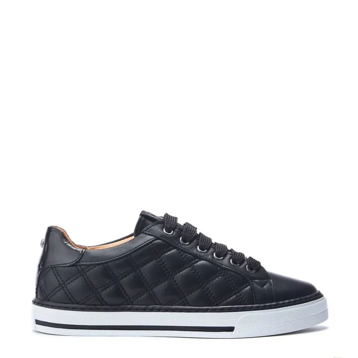 Casual Trainers Women Moda In Pelle Arzon Black Leather