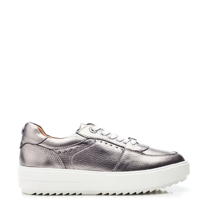 Casual Trainers Women Moda In Pelle Bastia Pewter Leather