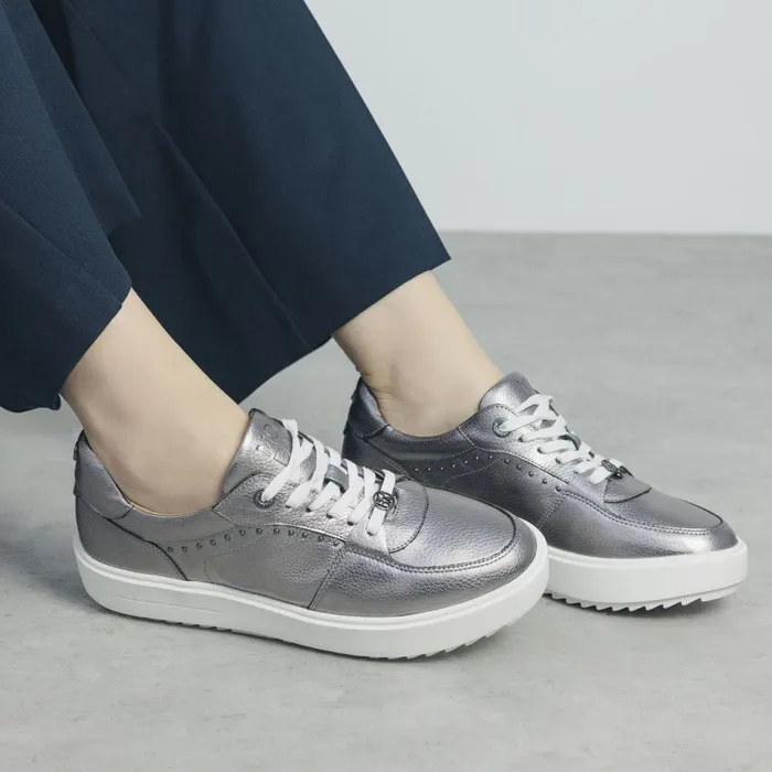 Casual Trainers Women Moda In Pelle Bastia Pewter Leather