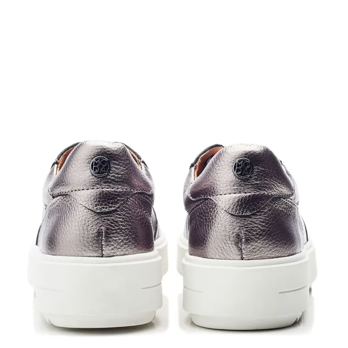 Casual Trainers Women Moda In Pelle Bastia Pewter Leather
