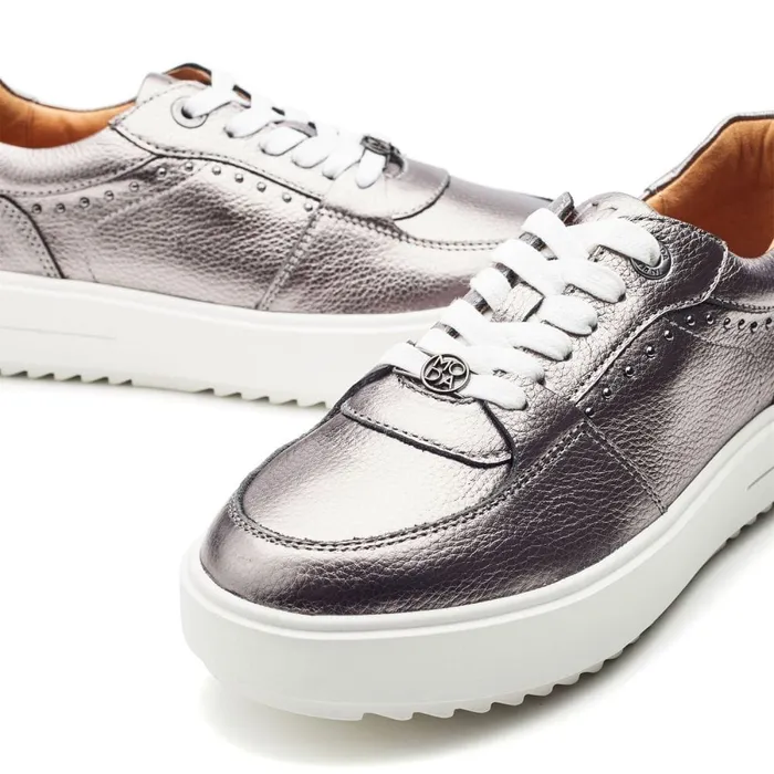 Casual Trainers Women Moda In Pelle Bastia Pewter Leather