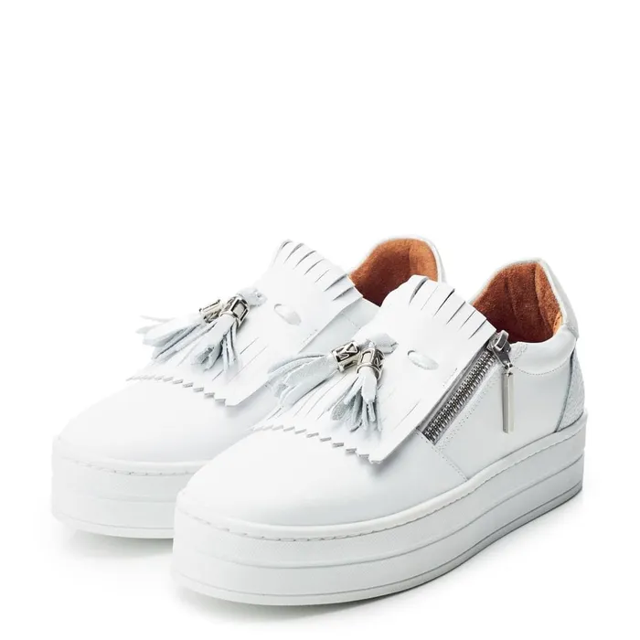 Casual Trainers Women Moda In Pelle Bessans White Leather