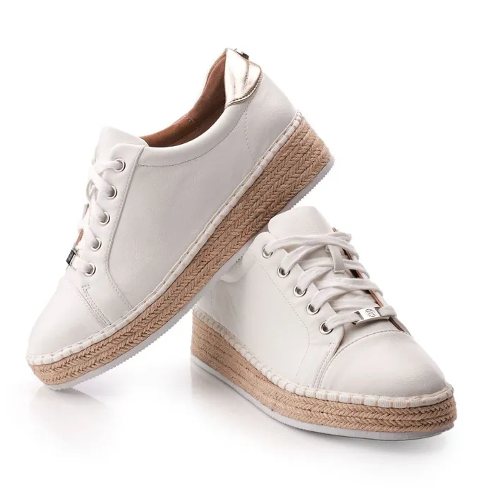Casual Trainers Women Moda In Pelle Breely White Porvair