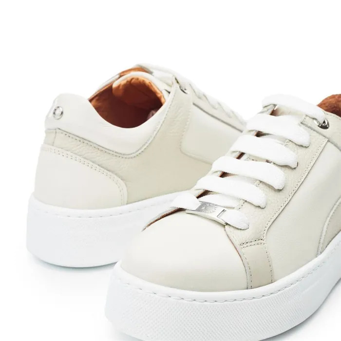 Casual Trainers Women Moda In Pelle Brienau Off White Leather