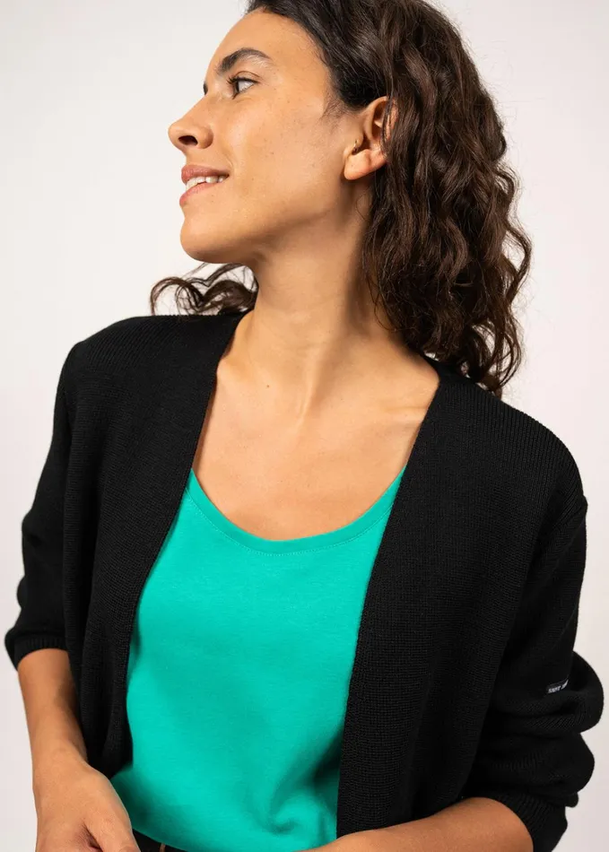Caudan Long Jacket With Adjustable Waist 100 Wool Black Women Saint James Coats and Raincoats