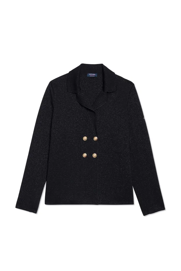 Charente Ii Lurex Wool Lurex Blazer With Gold Buttons Navychampagne Women Saint James Sweaters Cardigans and Jackets