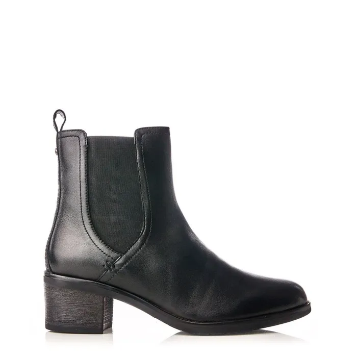 Chelsea Boots Women Moda In Pelle Natele Black Leather