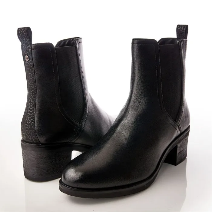 Chelsea Boots Women Moda In Pelle Natele Black Leather