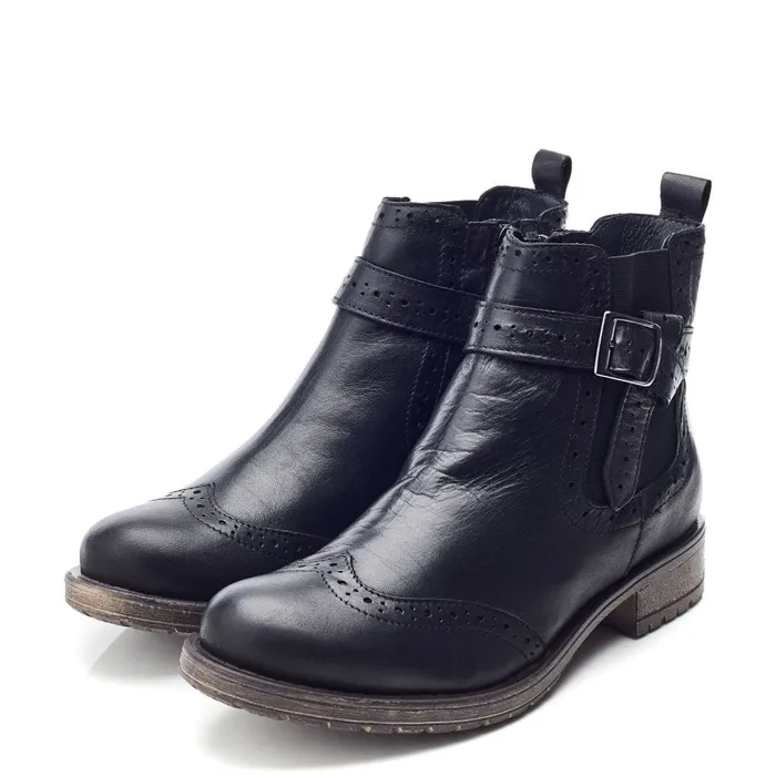 Chelsea Boots Women Moda In Pelle Orset Black Leather