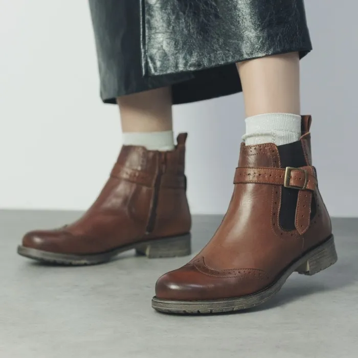 Chelsea Boots Women Moda In Pelle Orset Tan Leather