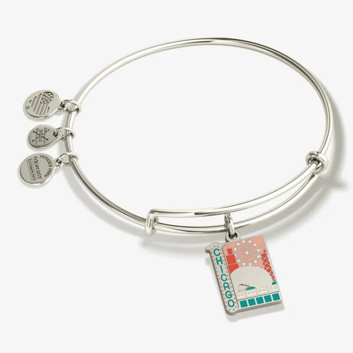 Chicago Charm Bangle Bracelet Shiny Gold Women Alex And Ani Iconic Alex And Ani