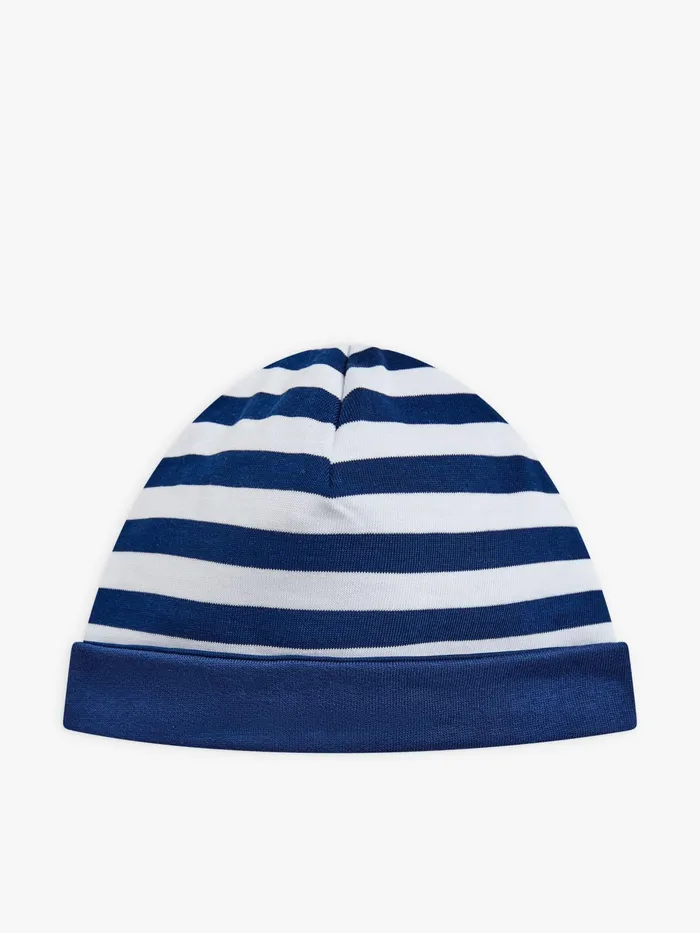 Children Agns B Accessories Blue And White Cotton Jersey 1212 Striped Reversible Hat