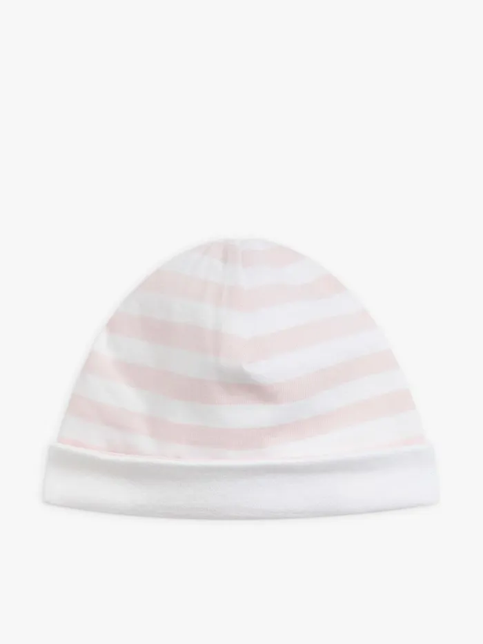 Children Agns B Accessories Pink And White Cotton Jersey 1212 Striped Reversible Hat